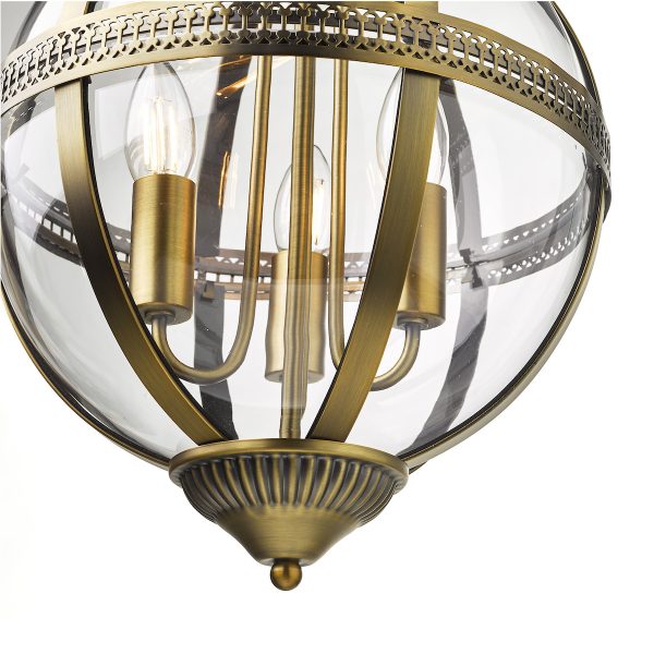 Vanessa 3 Light Pendant Antique Brass And Clear - Image 3