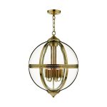Vanessa 5 Light Lantern Antique Brass Glass