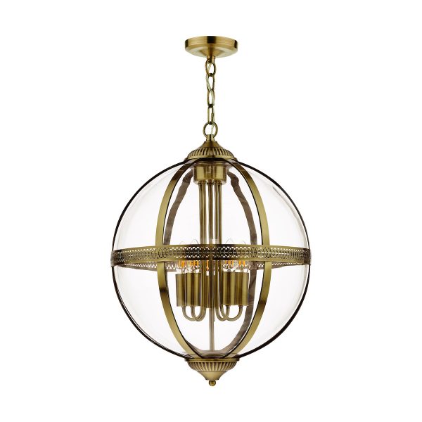 Vanessa 5 Light Lantern Antique Brass Glass - Image 2