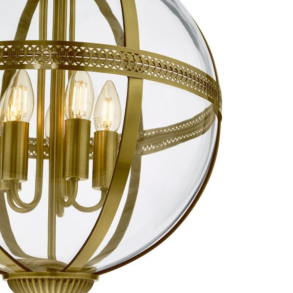 Vanessa 5 Light Lantern Antique Brass Glass - Image 4