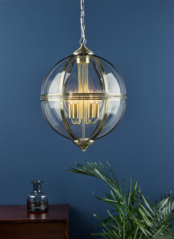 Vanessa 5 Light Lantern Antique Brass Glass - Image 5