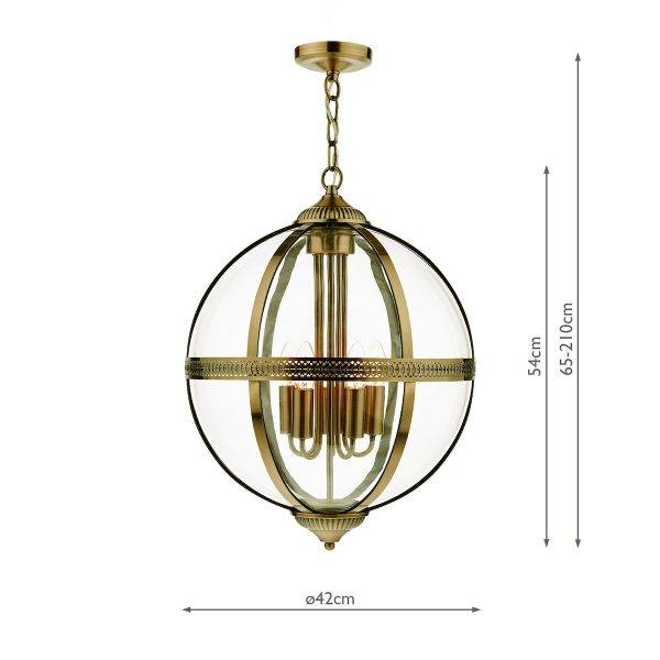 Vanessa 5 Light Lantern Antique Brass Glass - Image 6