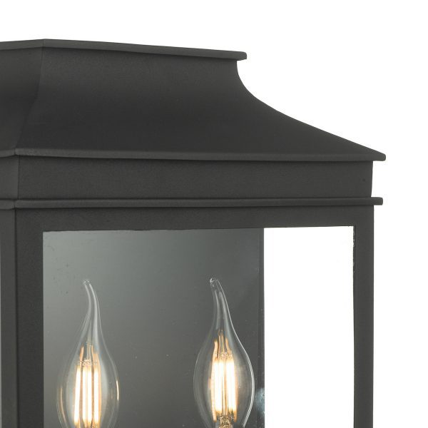 Vapour 2 Light Coach Lantern Outdoor Wall Light Matt Black IP44 - Image 2