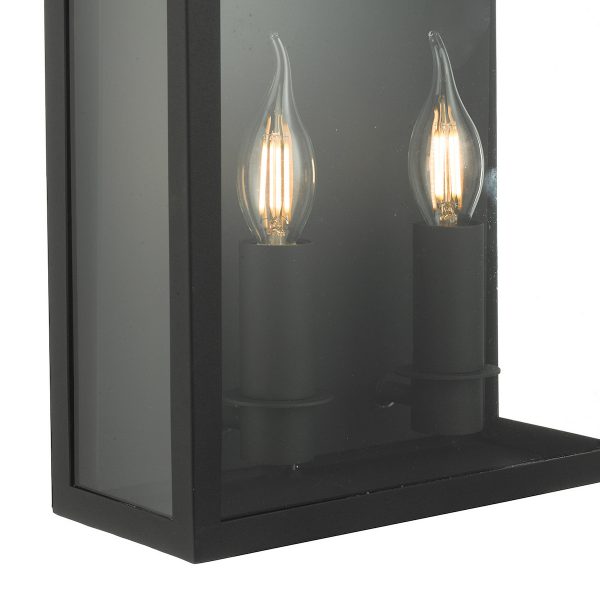 Vapour 2 Light Coach Lantern Outdoor Wall Light Matt Black IP44 - Image 3