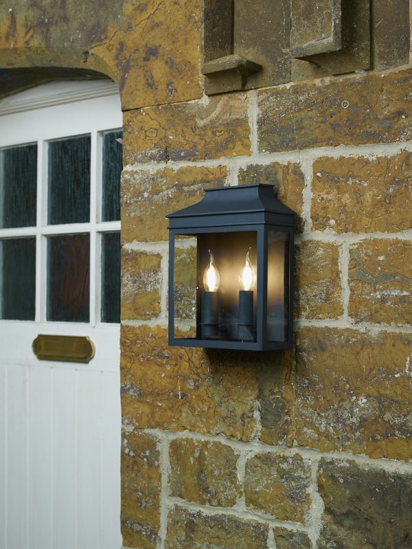 Vapour 2 Light Coach Lantern Outdoor Wall Light Matt Black IP44 - Image 4