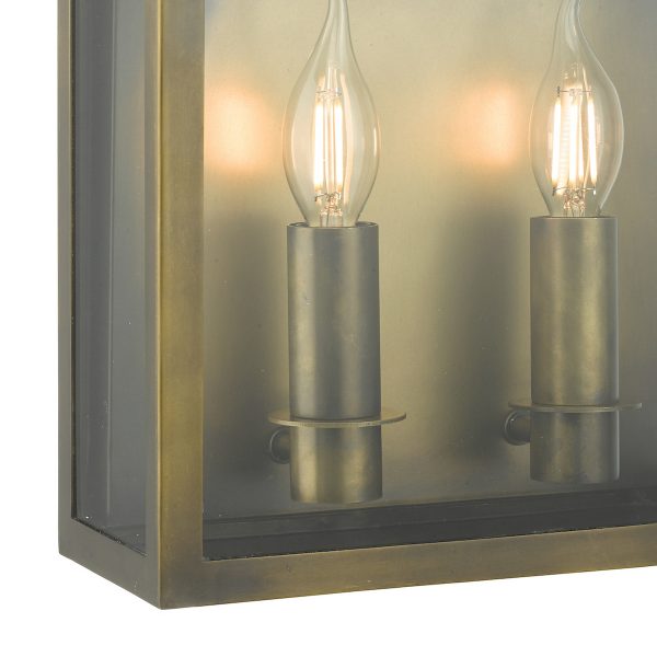 Vapour 2 Light Coach Lantern Outdoor Wall Light Weathered Brass IP44 - Image 3