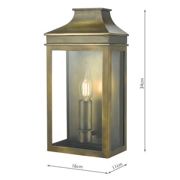 Vapour Coach Lantern Outdoor Wall Light Weathered Brass IP44 - Image 4