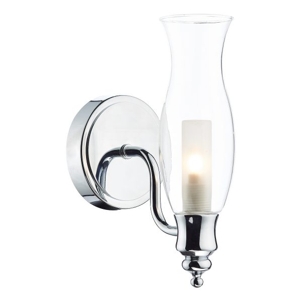 Vestry Bathroom Wall Light Polished Chrome Glass IP44