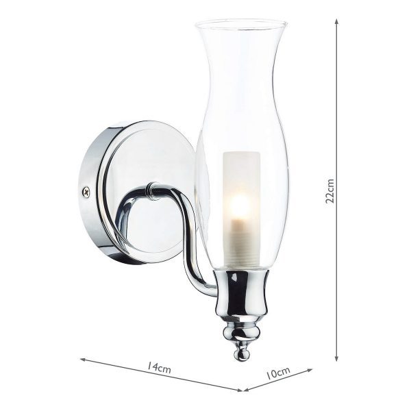 Vestry Bathroom Wall Light Polished Chrome Glass IP44 - Image 5