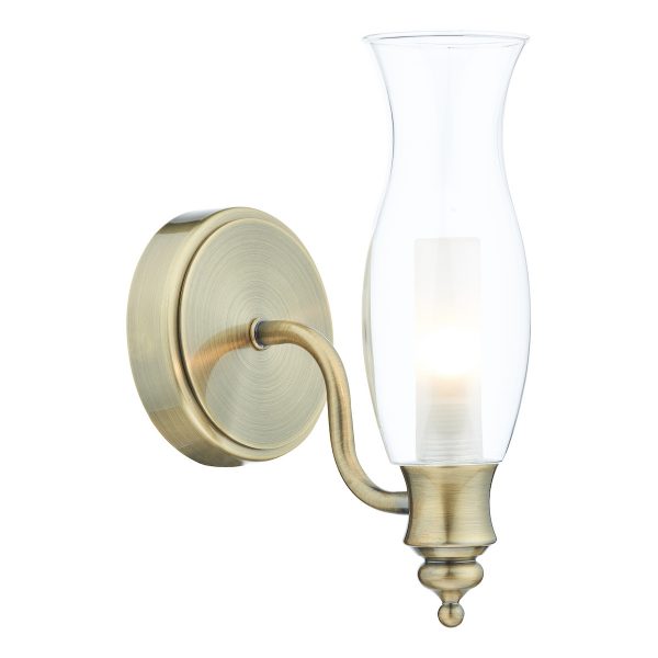 Vestry Bathroom Wall Light Antique Brass IP44