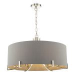 Veyron 6 Light Pendant Polished Nickel With Grey Shade