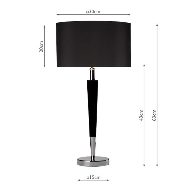 Viking Table Lamp Polished Chrome Black With Shade - Image 5