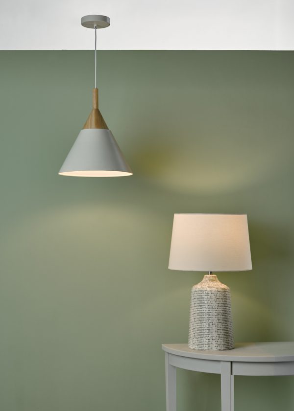 Vondra Table Lamp White & Grey With Shade - Image 4