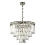Vyana 4 Light 4 Tier Pendant Brushed Nickel and Crystal Droppers