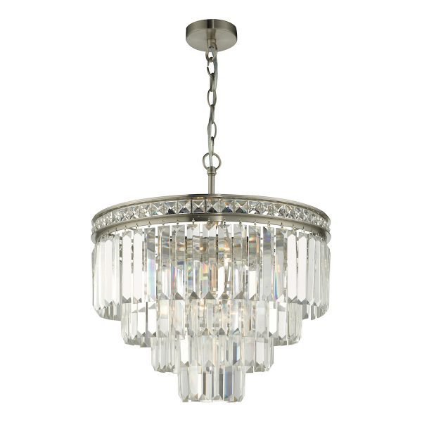 Vyana 4 Light 4 Tier Pendant Brushed Nickel and Crystal Droppers