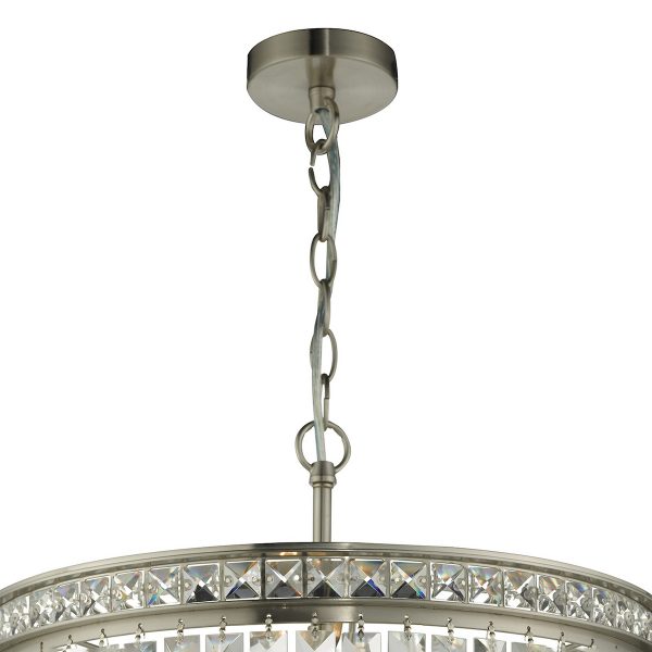 Vyana 4 Light 4 Tier Pendant Brushed Nickel and Crystal Droppers - Image 2