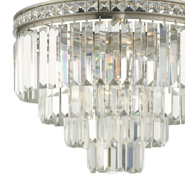 Vyana 4 Light 4 Tier Pendant Brushed Nickel and Crystal Droppers - Image 3