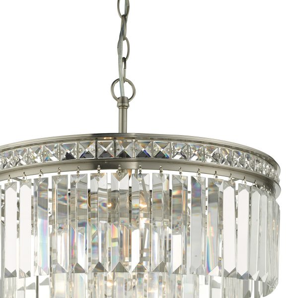 Vyana 4 Light 4 Tier Pendant Brushed Nickel and Crystal Droppers - Image 4