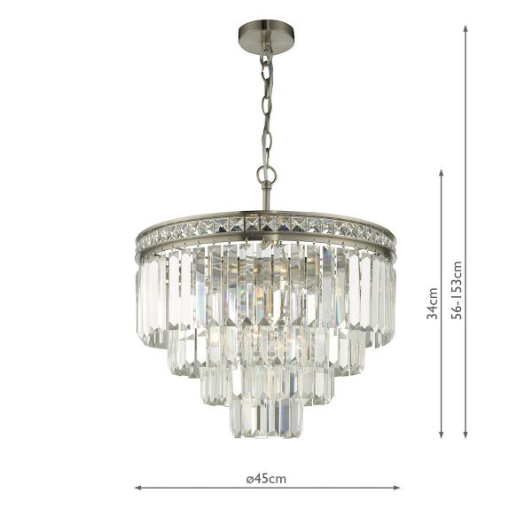 Vyana 4 Light 4 Tier Pendant Brushed Nickel and Crystal Droppers - Image 6
