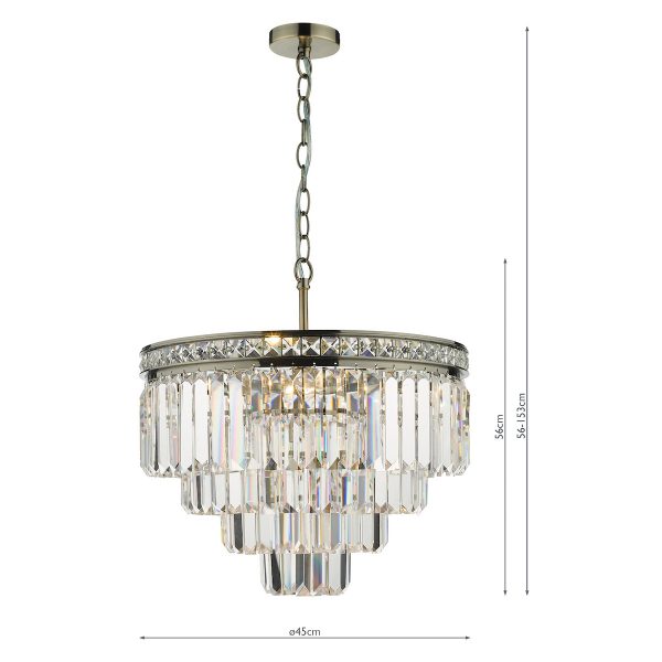 Vyana 4 Light Pendant Antique Brass Crystal - Image 7