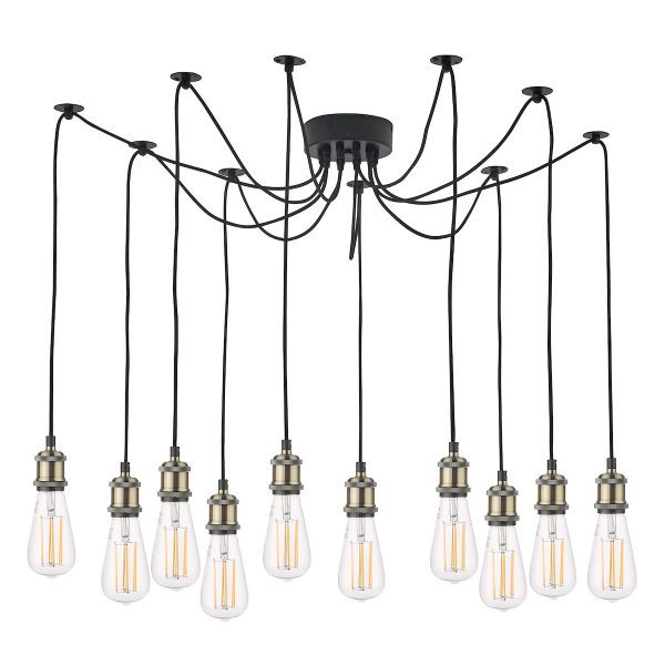 Waco 10 Light Pendant Antique Brass Matt Black - Image 2