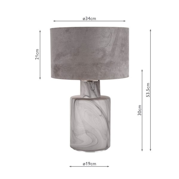 Wanda Table Lamp Smoked Glass With Shade - Image 8