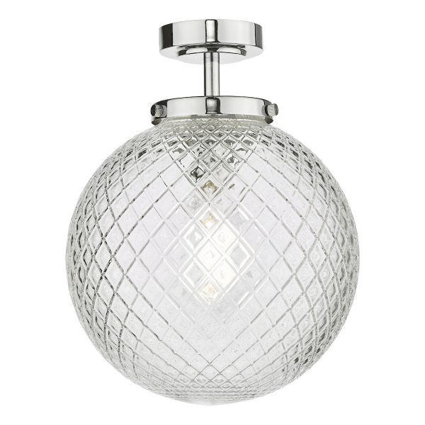 Wayne Bathroom Semi Flush Polished Chrome Glass IP44