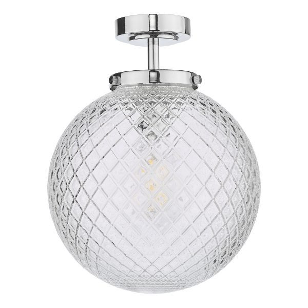 Wayne Bathroom Semi Flush Polished Chrome Glass IP44 - Image 2