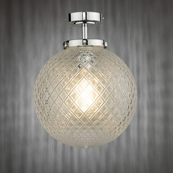 Wayne Bathroom Semi Flush Polished Chrome Glass IP44 - Image 4