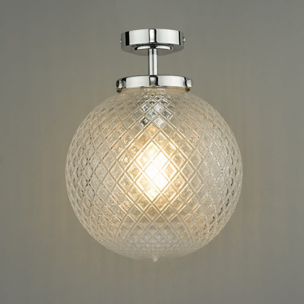 Wayne Bathroom Semi Flush Polished Chrome Glass IP44 - Image 5
