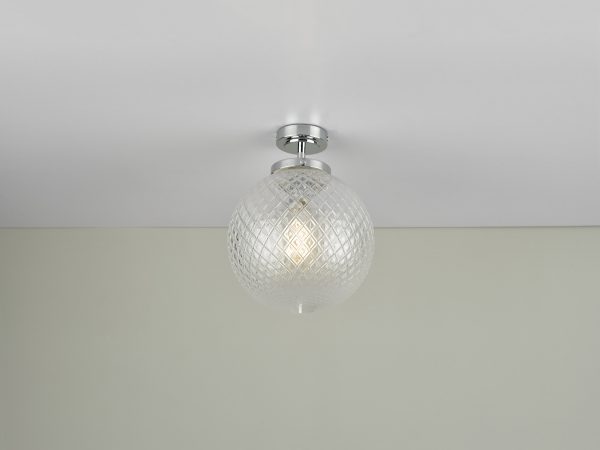 Wayne Bathroom Semi Flush Polished Chrome Glass IP44 - Image 7