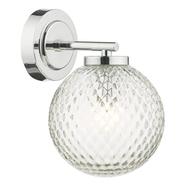 Wayne Bathroom Wall Light Polished Chrome Glass IP44 - Image 2