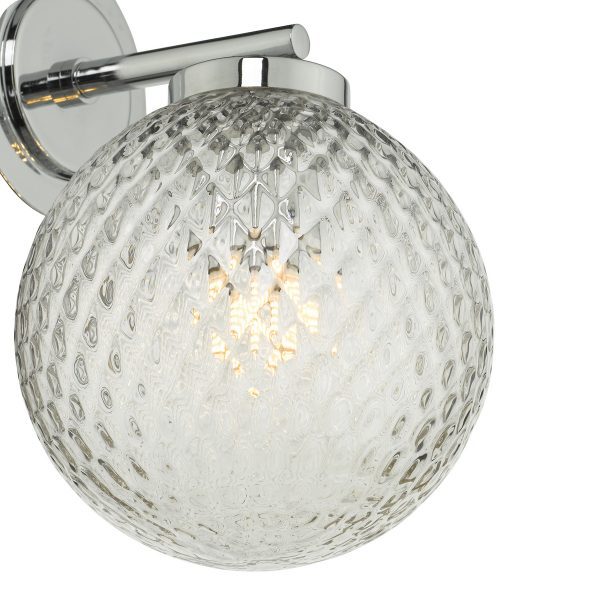 Wayne Bathroom Wall Light Polished Chrome Glass IP44 - Image 3