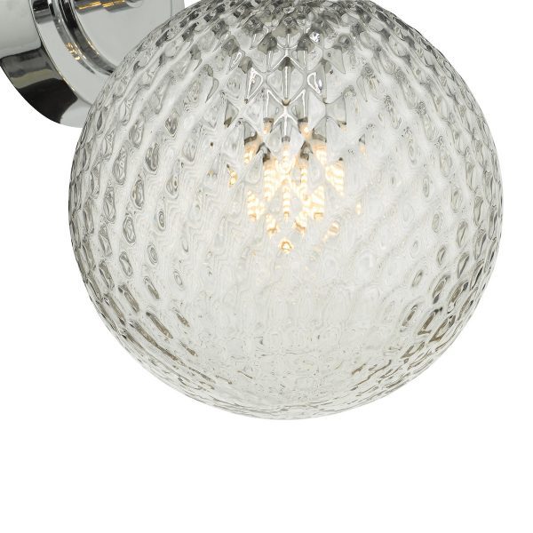 Wayne Bathroom Wall Light Polished Chrome Glass IP44 - Image 4