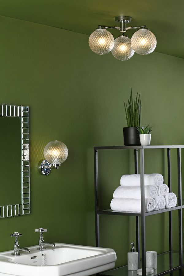 Wayne Bathroom Wall Light Polished Chrome Glass IP44 - Image 5