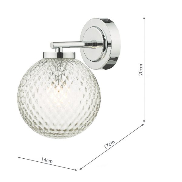Wayne Bathroom Wall Light Polished Chrome Glass IP44 - Image 7