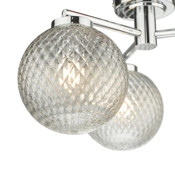 Wayne Bathroom 3 Light Semi Flush Polished Chrome Glass IP44 - Image 3