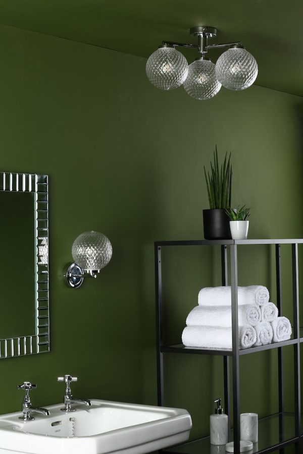 Wayne Bathroom 3 Light Semi Flush Polished Chrome Glass IP44 - Image 6