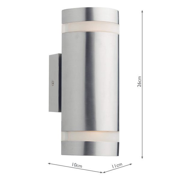 Wessex Outdoor 2 Light Wall Light Stainless Steel LED IP44 - Image 3