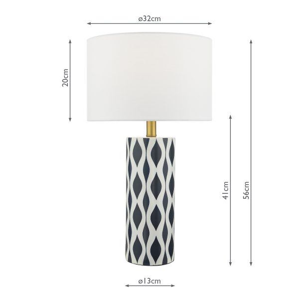 Weylin Table Lamp Blue And White Ceramic With Shade - Image 4