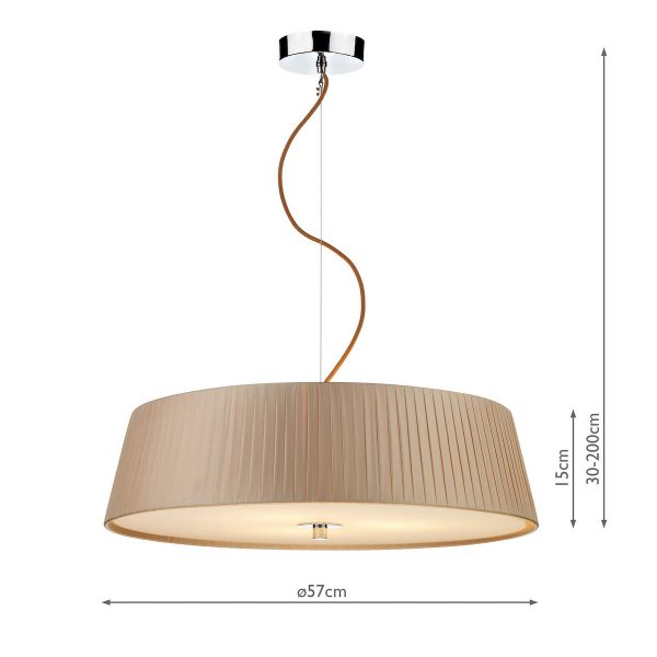 Wheel 3 Light Pendant Taupe Frosted Glass - Image 4