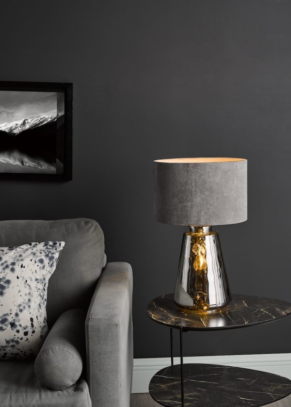 Wycliffe Table Lamp Smoked Glass With Shade - Image 6