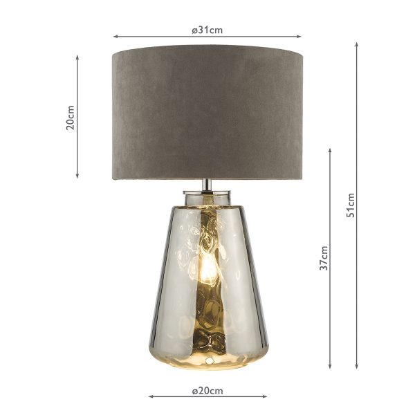 Wycliffe Table Lamp Smoked Glass With Shade - Image 8