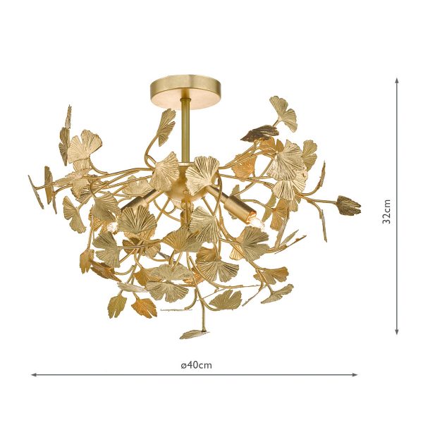 Yadira 4 Light Semi Flush Gold Leaf - Image 6