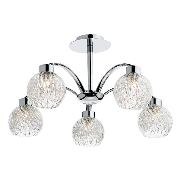Yasmin 5 Light Semi Flush Polished Chrome