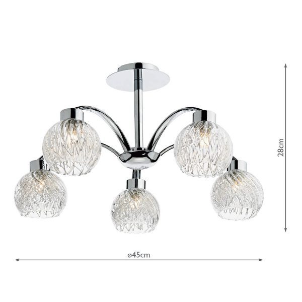 Yasmin 5 Light Semi Flush Polished Chrome - Image 5