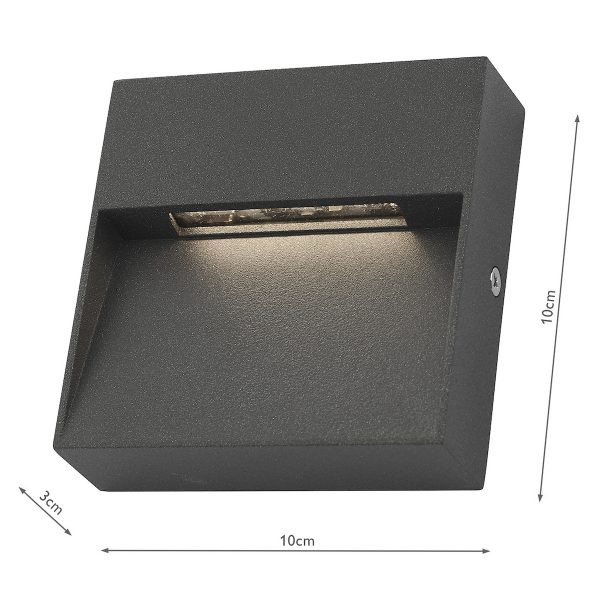 Yukon Outdoor Wall Light Square Eyelid Anthracite IP65 LED - Image 5