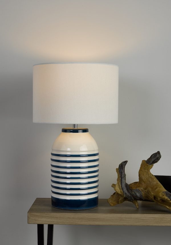 Zabe Table Lamp White & Blue With Shade - Image 6