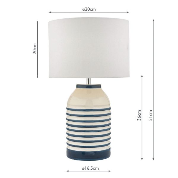 Zabe Table Lamp White & Blue With Shade - Image 7