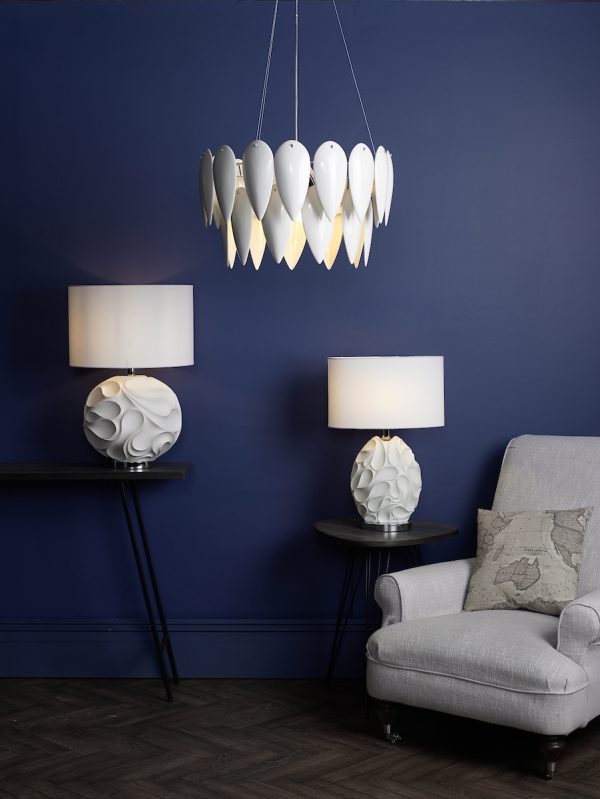 Zachary Oval Table Lamp White With Shade - Image 6